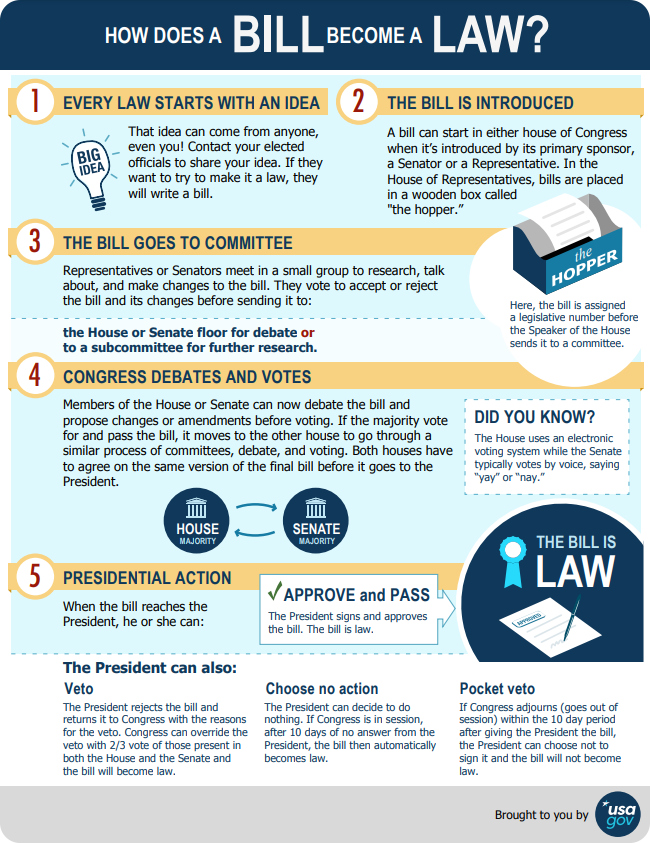 How a bill becomes a law infographic